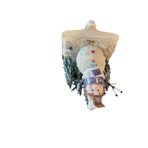 Vintage Snowman Christmas Stocking Holder Glittered Design Weighted Base - Picture 7 of 7